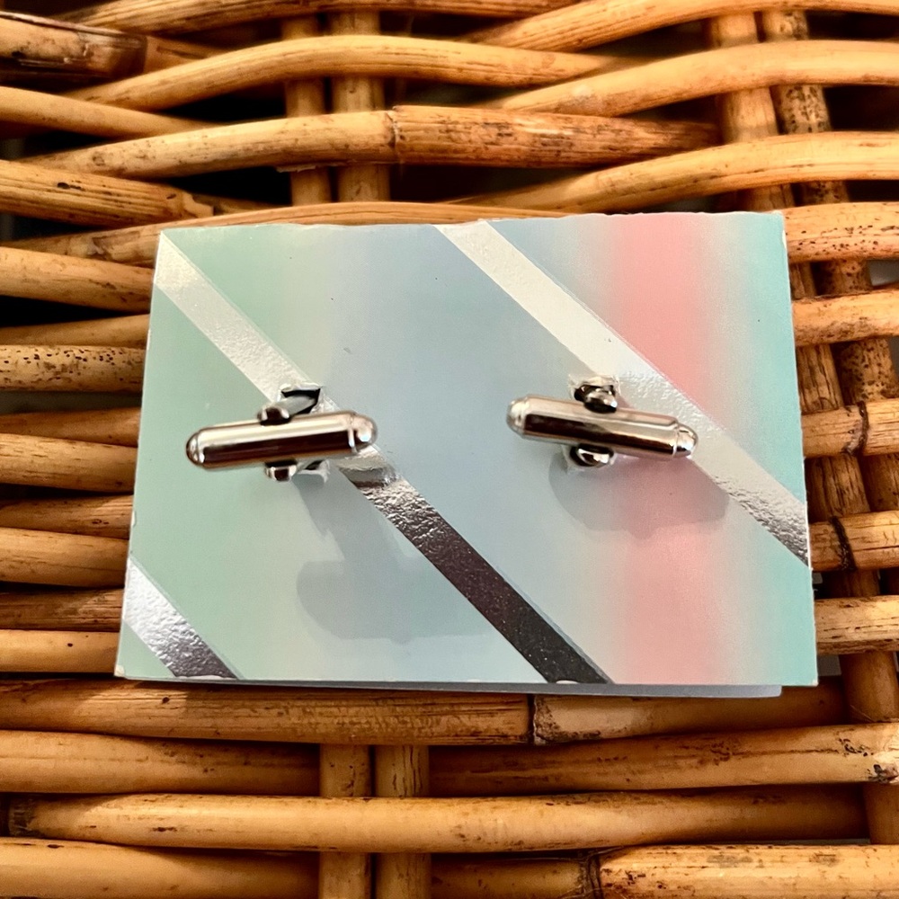 Vintage Polished Chrome Rectangular Cufflinks - image 3